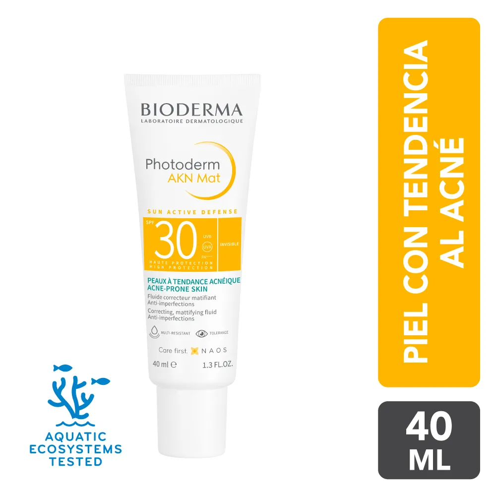 Protector Solar Fluido Matificante SPF 30 Photoderm AKN Mat Bioderma FRASCO 40 ML | Mejor precio en Perú desde S/129.90