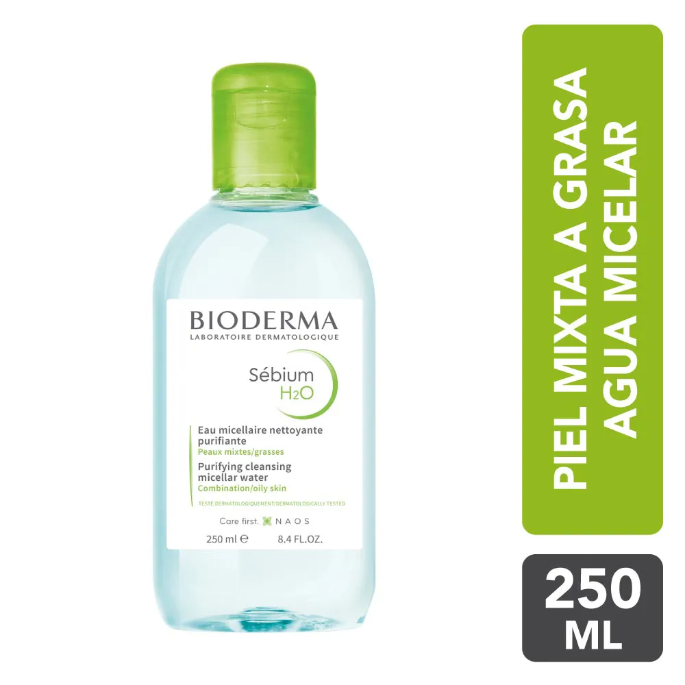 Agua Desmaquillante Micelle Sebium H2O Bioderma FRASCO 250 ML | Mejor precio en Perú desde S/76.70