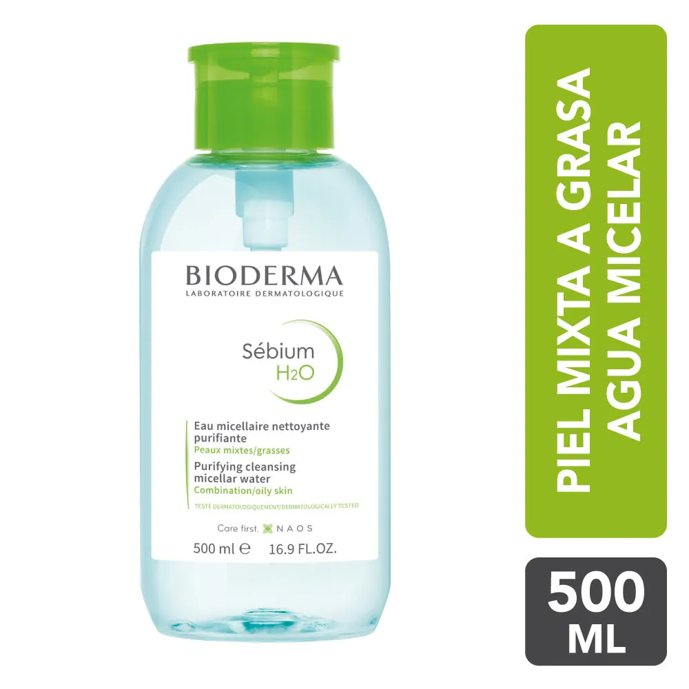 Solucion Micelar Bioderma Sebium H2O para Pieles Mixtas y Grasa FRASCO 500 ML | Mejor precio en Perú desde S/111.90