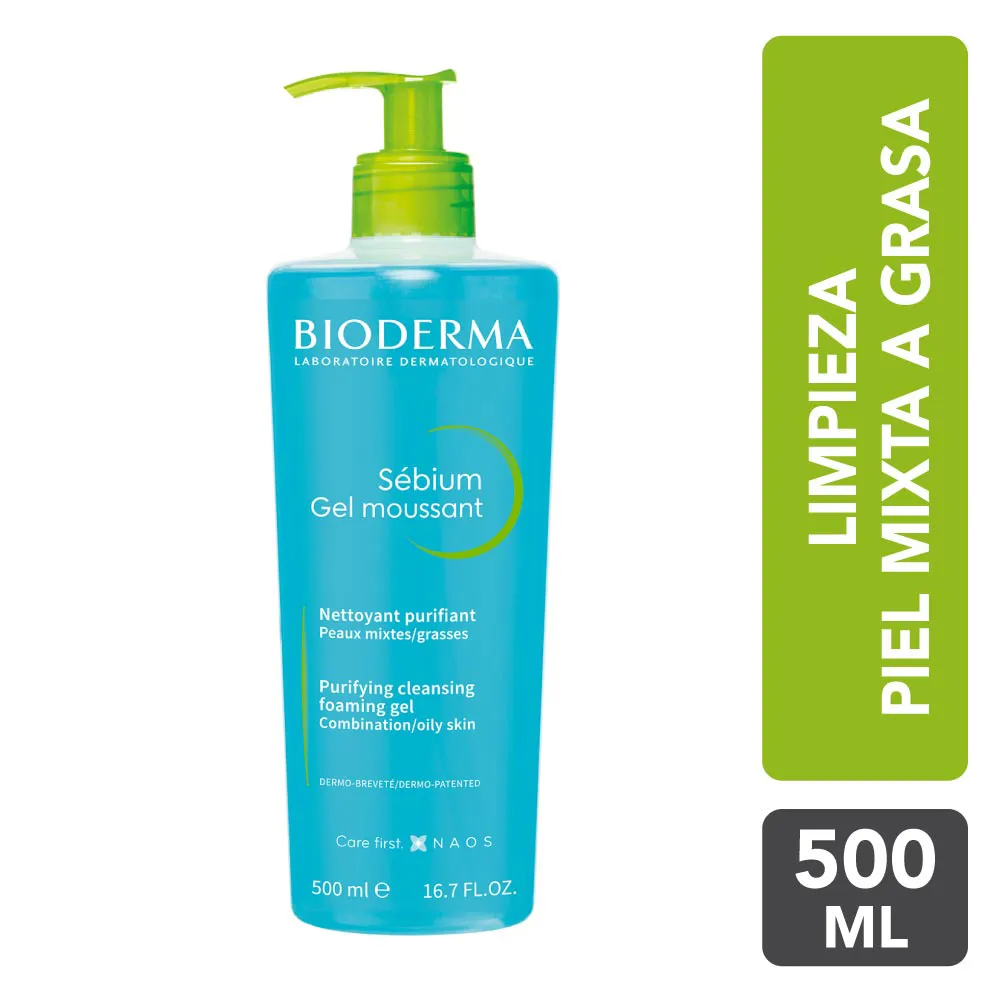 Gel Purificante Facial Sebium Moussant Bioderma FRASCO 500 ML | Mejor precio en Perú desde S/121.90