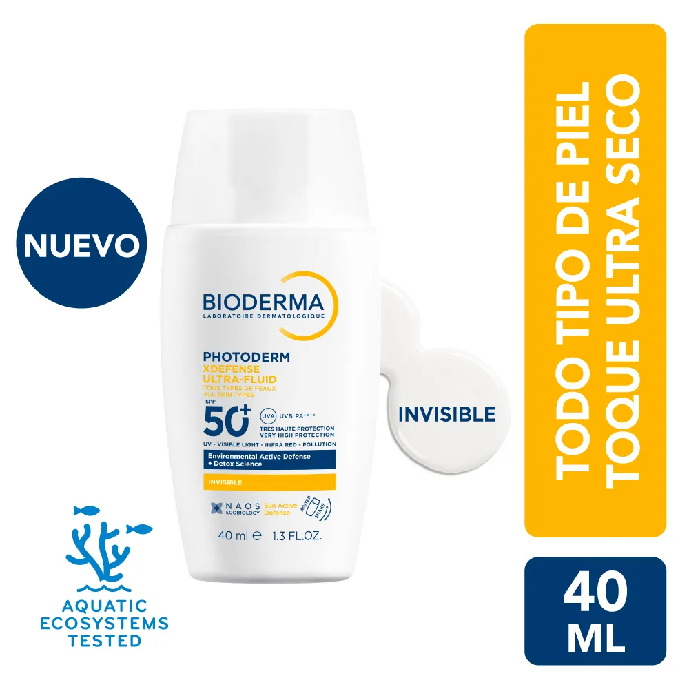 Protector Solar Bioderma Photoderm XDefense Ultra-Fluid SPF 50+ Tono Invisible FRASCO 40 ML | Mejor precio en Perú desde S/94.90
