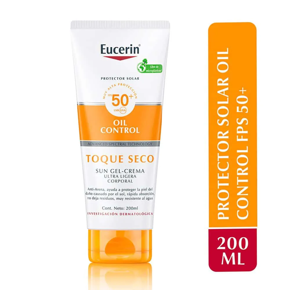 Protector Solar Corporal en Gel Crema Eucerin Oil Control FPS 50+ TUBO 200 ML | Mejor precio en Perú desde S/121.00