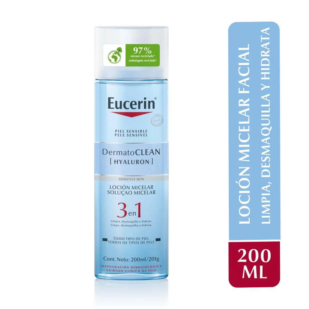 Loción Micelar Facial Eucerin DermatoClean Hyaluron 3en1 FRASCO 200 ML | Mejor precio en Perú desde S/69.50