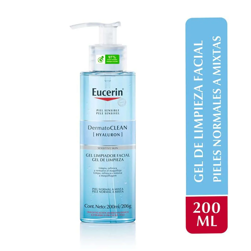 Gel Limpiador Facial Eucerin DermatoClean Hyaluron FRASCO 200 ML | Mejor precio en Perú desde S/73.20