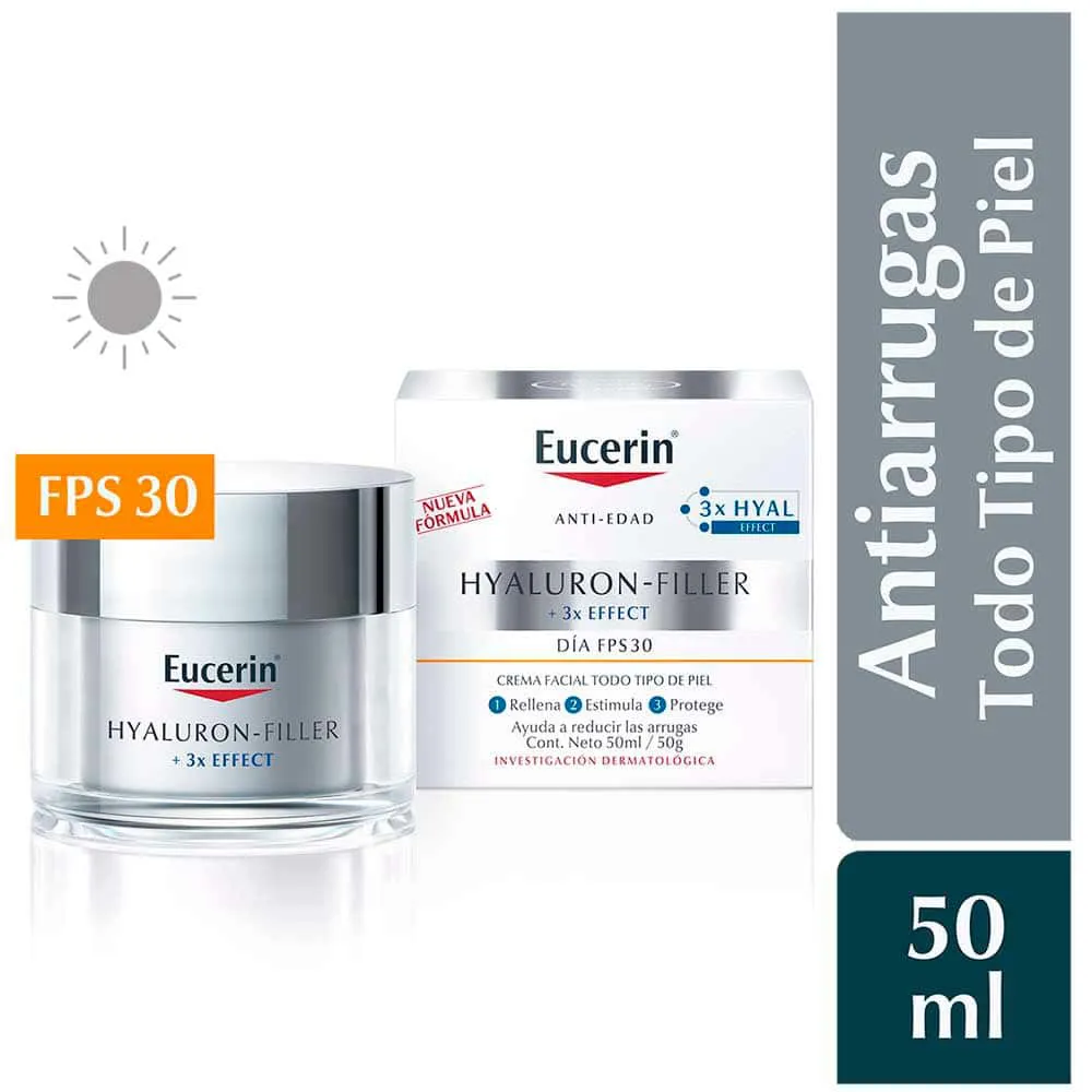 Crema Facial de Día Antiarrugas Eucerin HyaluronFiller + 3x Effect FPS 30 POTE 50 ML | Mejor precio en Perú desde S/149.90