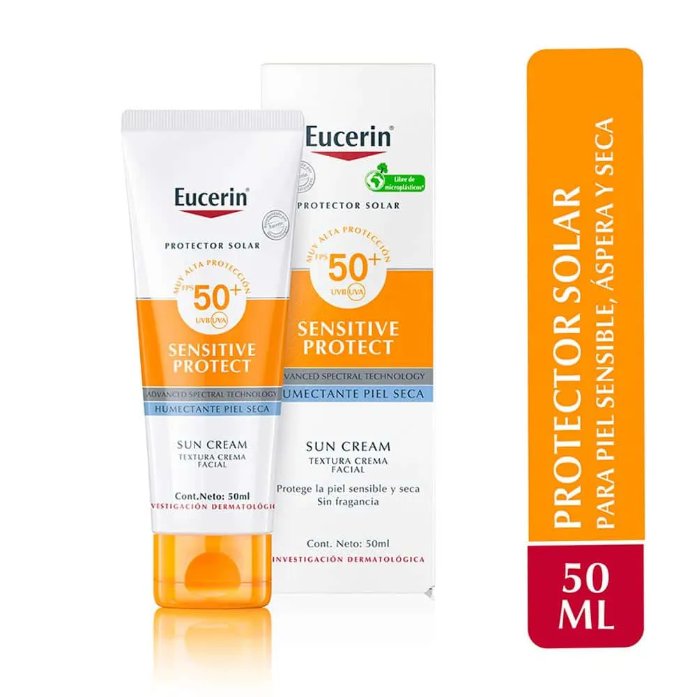 Protector Solar Facial Eucerin Sensitive Protect Piel Seca FPS 50+ TUBO 50 ML | Mejor precio en Perú desde S/90.20