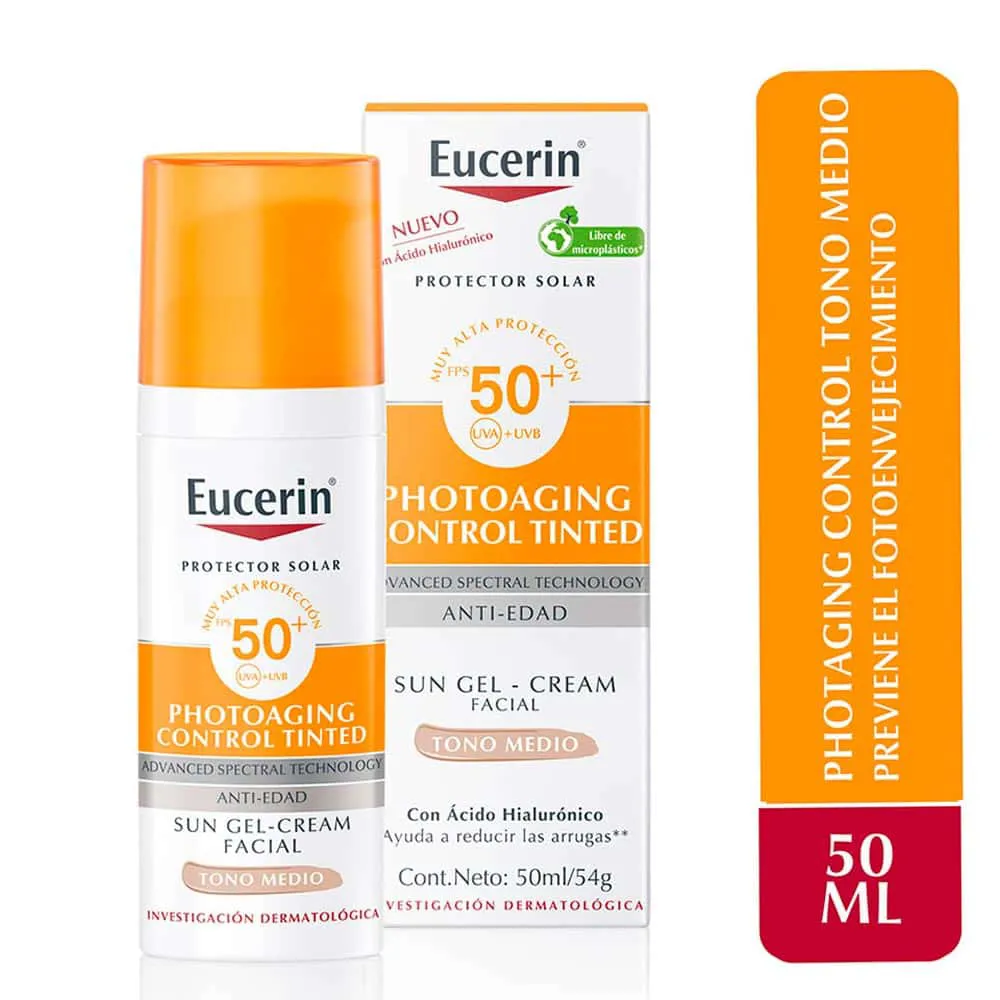 Protector Solar Facial Eucerin Photoaging Control Tono Medio FPS50+ FRASCO 50 ML | Mejor precio en Perú desde S/110.30