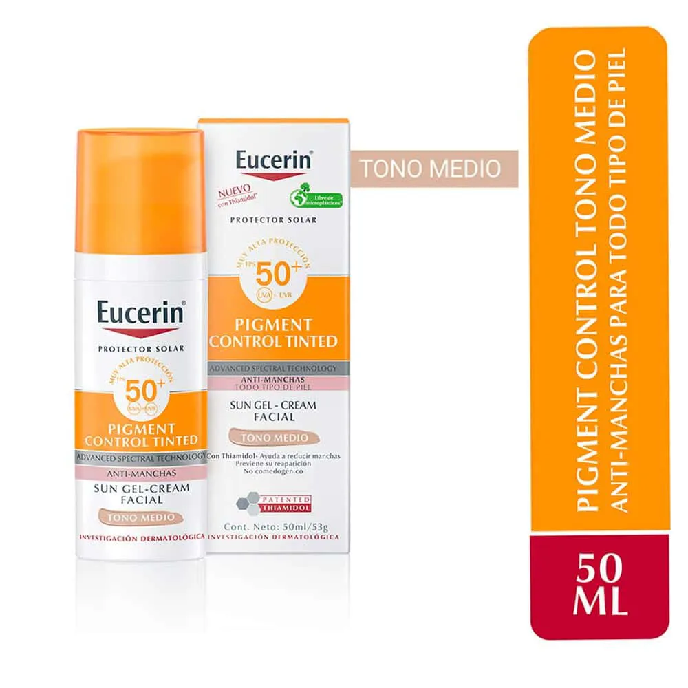 Protector Solar Eucerin Pigment Control Fluido Tono Medio FPS 50+ FRASCO 50 ML | Mejor precio en Perú desde S/107.00