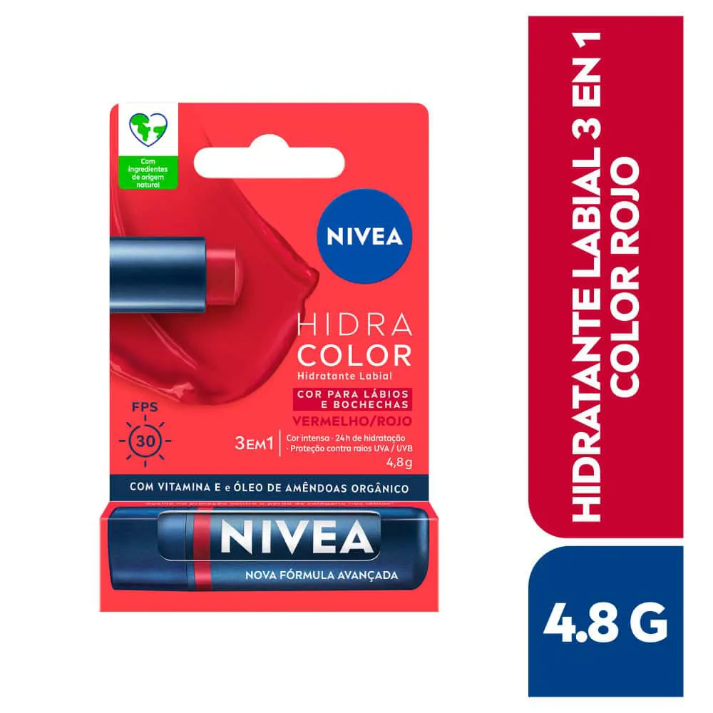 Hidratante Labial 3 en 1 Nivea en Color Rojo FRASCO 4 GR | Mejor precio en Perú desde S/26.30
