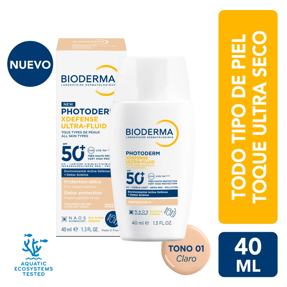 Protector Solar Bioderma Photoderm XDefense Ultra-Fluid SPF 50+ Tono 01 FRASCO 40 ML | Mejor precio en Perú desde S/95.92